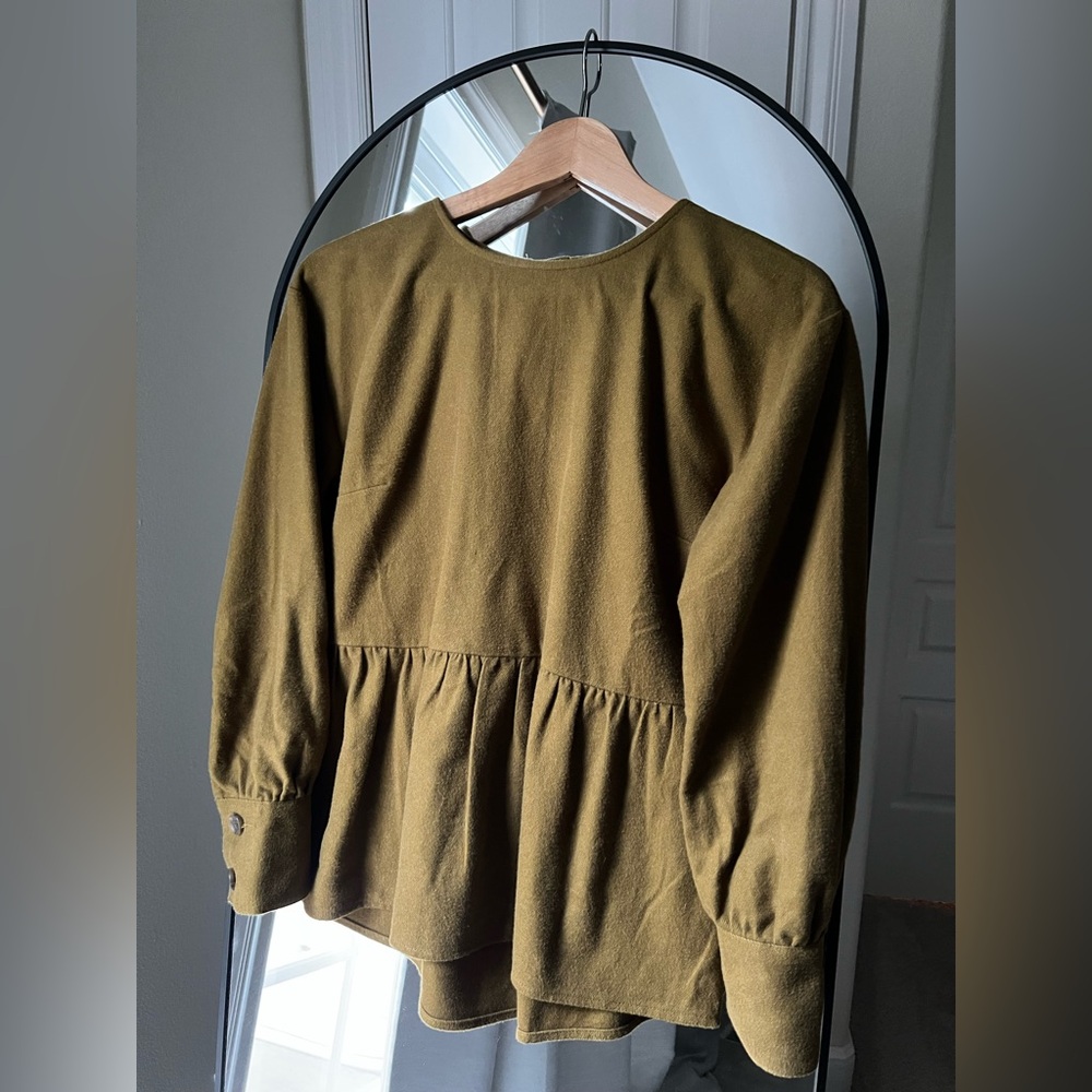 Madewell Flannel Button Back Peplum Top